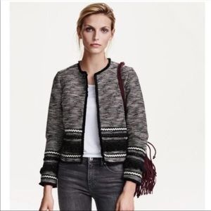 H&M tweed blazer with fringe detail